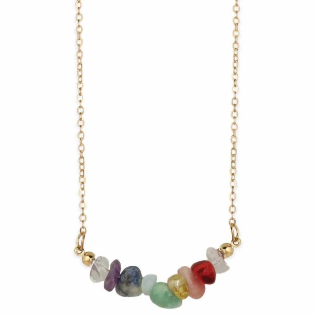 NEW ZAD women's chakra stone chip bar necklace in multi